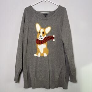 Torrid Women's Cotton Crew Neck Sweater Dog Plus Sz 3X Gray